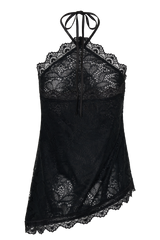 Theodosia Asymmetric Lace Halter Top - Black