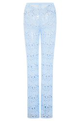 Trena Crochet Knit Pants - Sky Blue