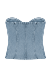 Tully Strapless Topstitch Denim Top - 80'S Blue