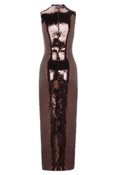 Veronica Sequin Midi Dress - Chocolate