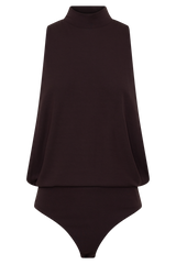 Laurelle Sleeveless Modal Draped Bodysuit - Chocolate