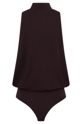 Laurelle Sleeveless Modal Draped Bodysuit - Chocolate