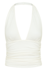 Peregrine Modal Gathered Halter Top - White