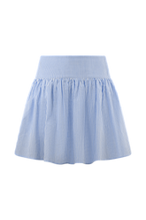 Gretel Hem Mini Skirt - Blue Pinstripe
