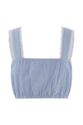 Gretel Sleeveless Crop Top - Blue Pinstripe