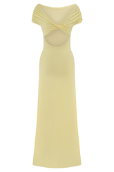 Imogen Off Shoulder Slinky Maxi Dress - Lemon