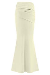 Irene Gathered Knit Maxi Skirt - Ivory