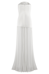 Juno Strapless Pleated Maxi Gown - White