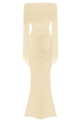 Kaitlin One Shoulder Slinky And Mesh Maxi Dress - Ivory