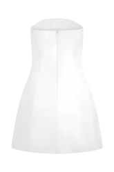 Leslie Gathered Taffeta Mini Dress - White