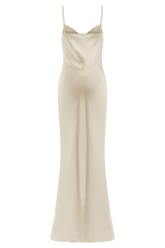 Lilly Sweetheart Satin Maxi Dress - Blush Gold