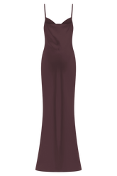 Lilly Sweetheart Satin Maxi Dress - Dark Chocolate