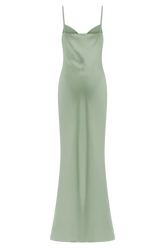 Lilly Sweetheart Satin Maxi Dress - Sage