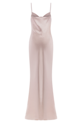 Lilly Sweetheart Satin Maxi Dress - Soft Pink