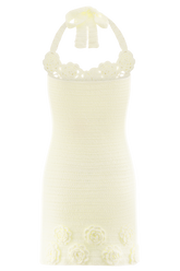 Liyah Floral Hand Crochet Mini Dress - Ivory