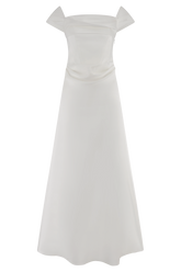Luna Satin Off Shoulder Gown - White