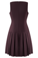 Mackenzie Sleeveless Pleated Mini Dress - Mahogany