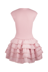 Maeve Ruffle Knit Mini Dress - Dusty Pink