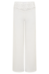 Miley Crochet Waistband Straight Leg Pant - Ivory