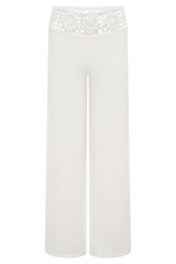 Miley Crochet Waistband Straight Leg Pant - Ivory