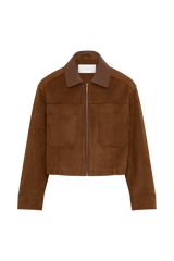 Remy Faux Suede & Leather Collared Jacket - Tan