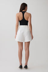 Dominique Pleated Suiting Shorts - Ivory