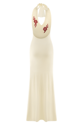Shiloh Rose Knit Halter Maxi Dress - Ivory