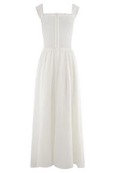 Tahlia Pointelle Knit Midi Dress - White
