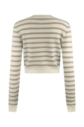 Tanner Striped Knit Cardigan - Nude/White