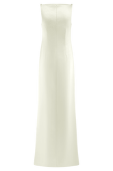 Violet Sleeveless Satin Maxi Dress - White