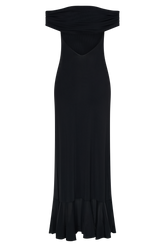 Audrey Off Shoulder Mesh Maxi Dress - Black
