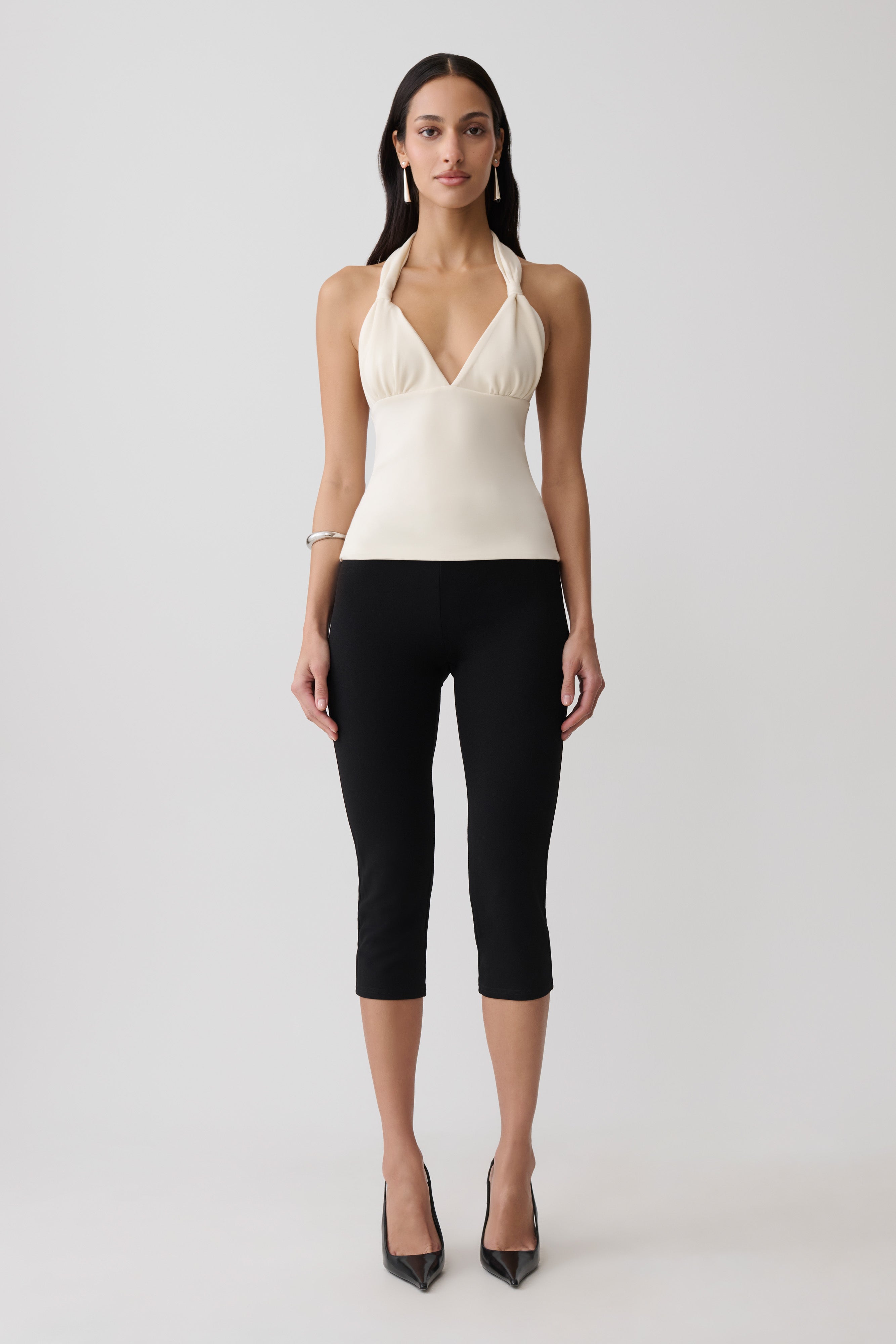 Angelina Scuba Halter Top - Ivory