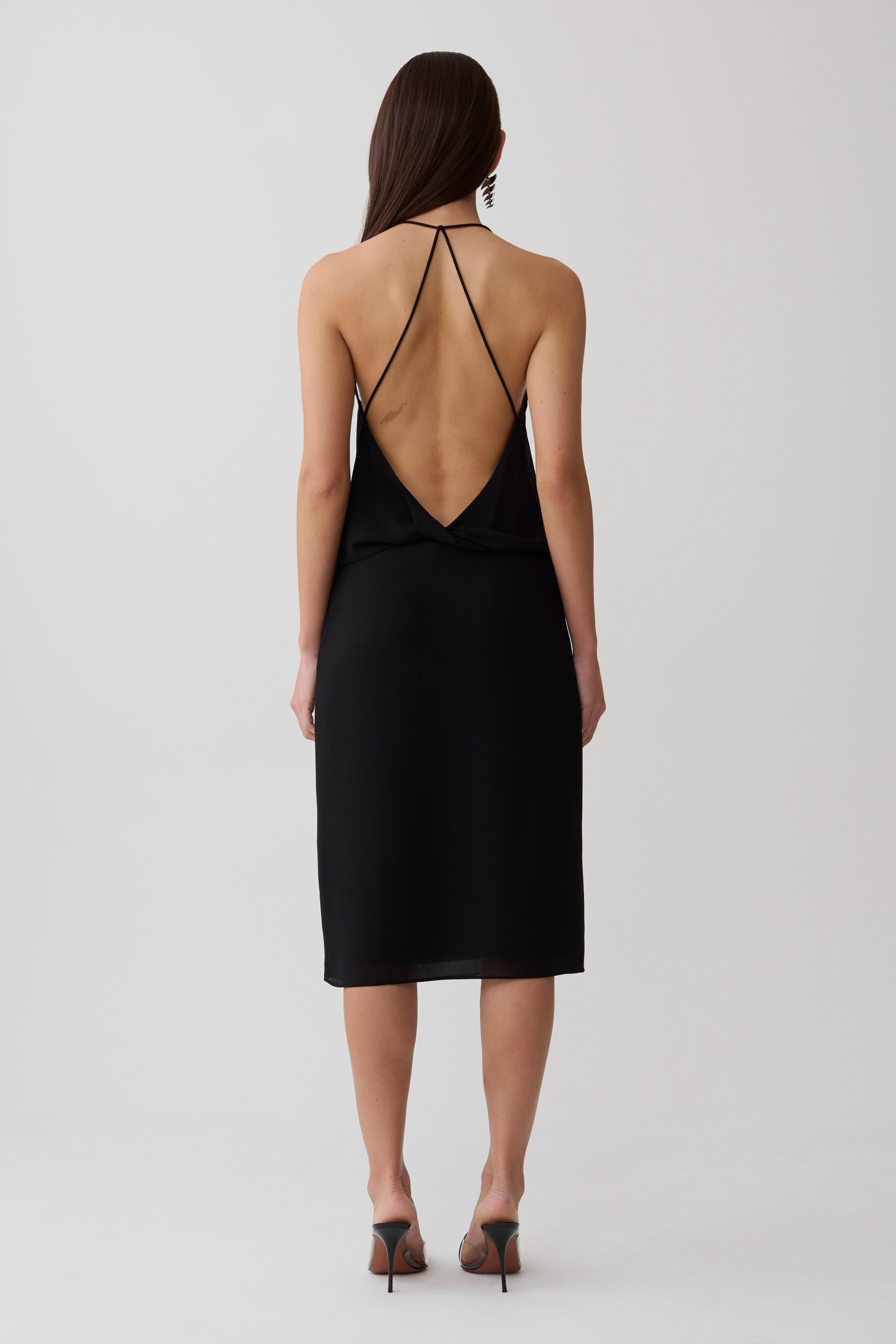 Amelia Chiffon Midi Skirt - Black