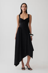 Cellini Asymmetric Hem Midi Dress - Black