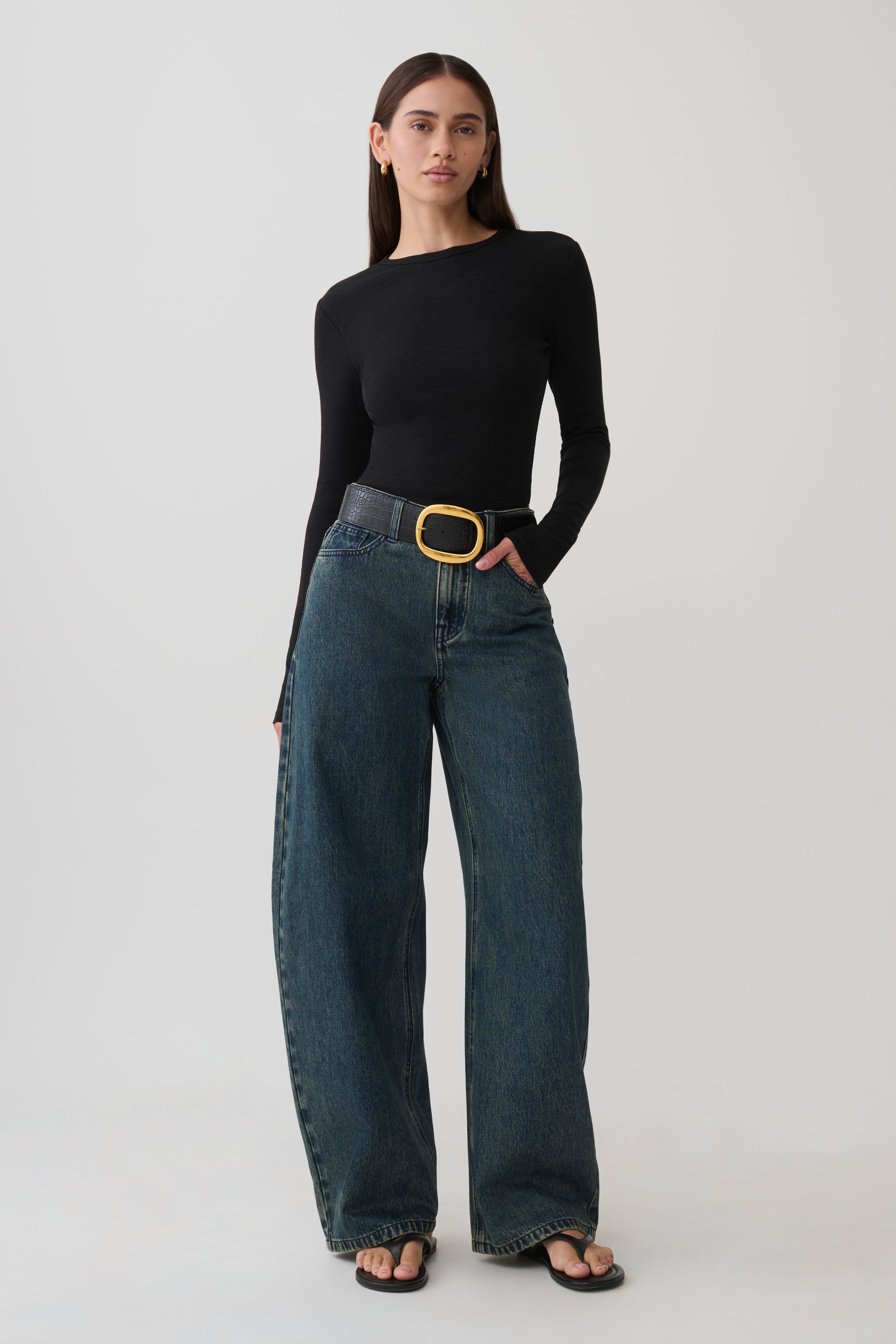 Stephanie Barrel Denim Jeans - Vintage Blue