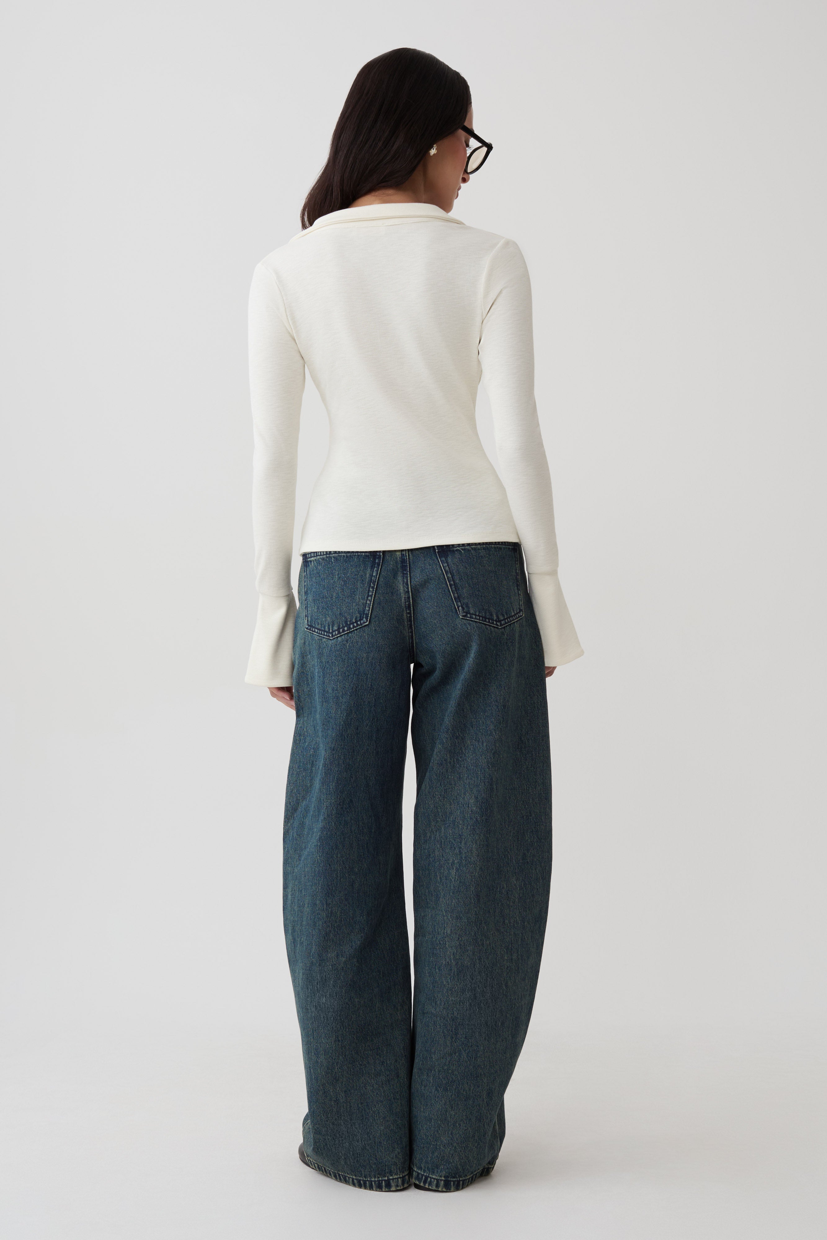 Analisa Button Down Long Sleeve Top - Ivory