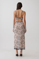 Kimberly Lace Pencil Midi Skirt - Nude Lace