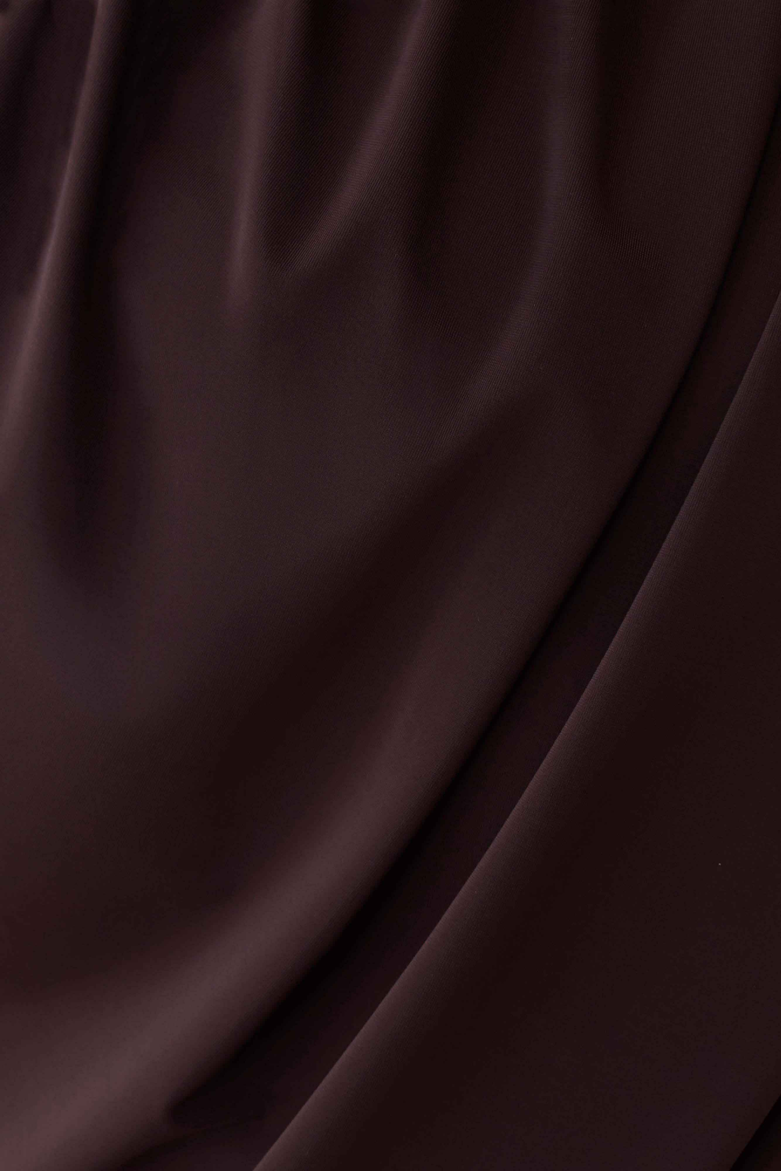 Yuri Long Sleeve Off Shoulder Draped Top - Chocolate
