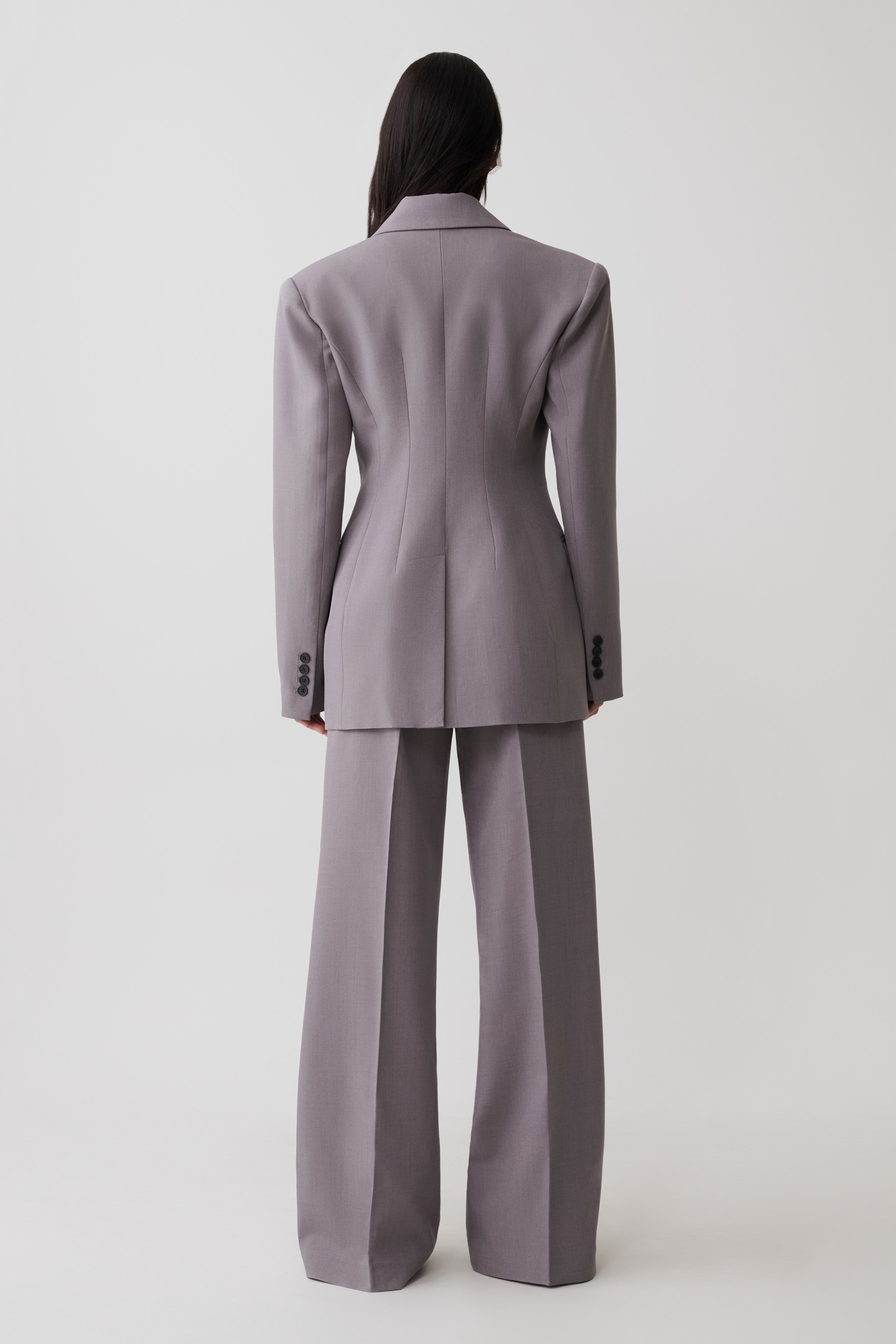 Phoebe Double Breasted Blazer - Light Grey Marle