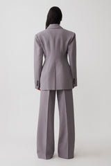 Phoebe Double Breasted Blazer - Light Grey Marle