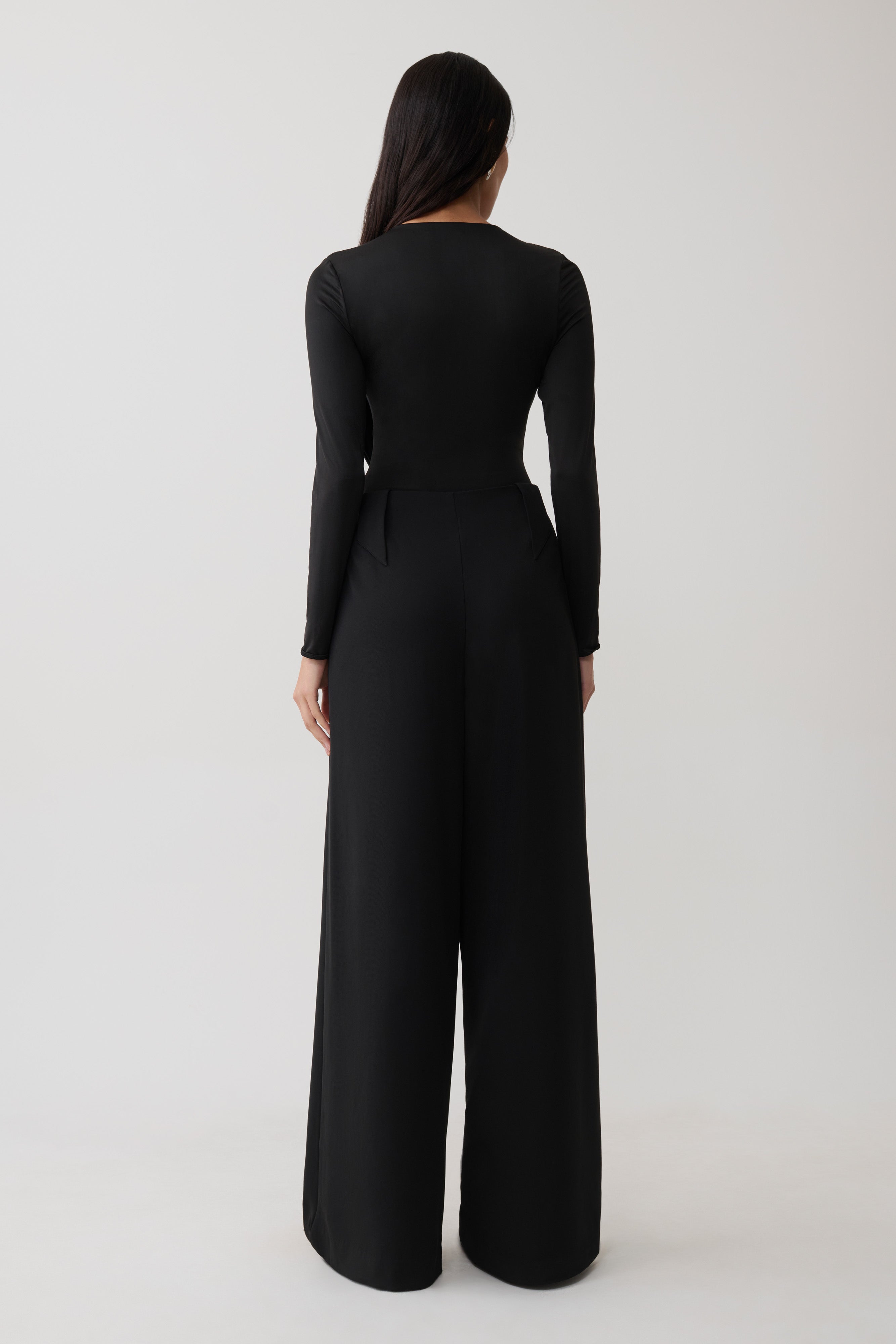 Ren Cowl Long Sleeve Slinky Bodysuit - Black