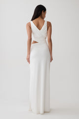 Klein Draped Jersey Gown With Hardware - White