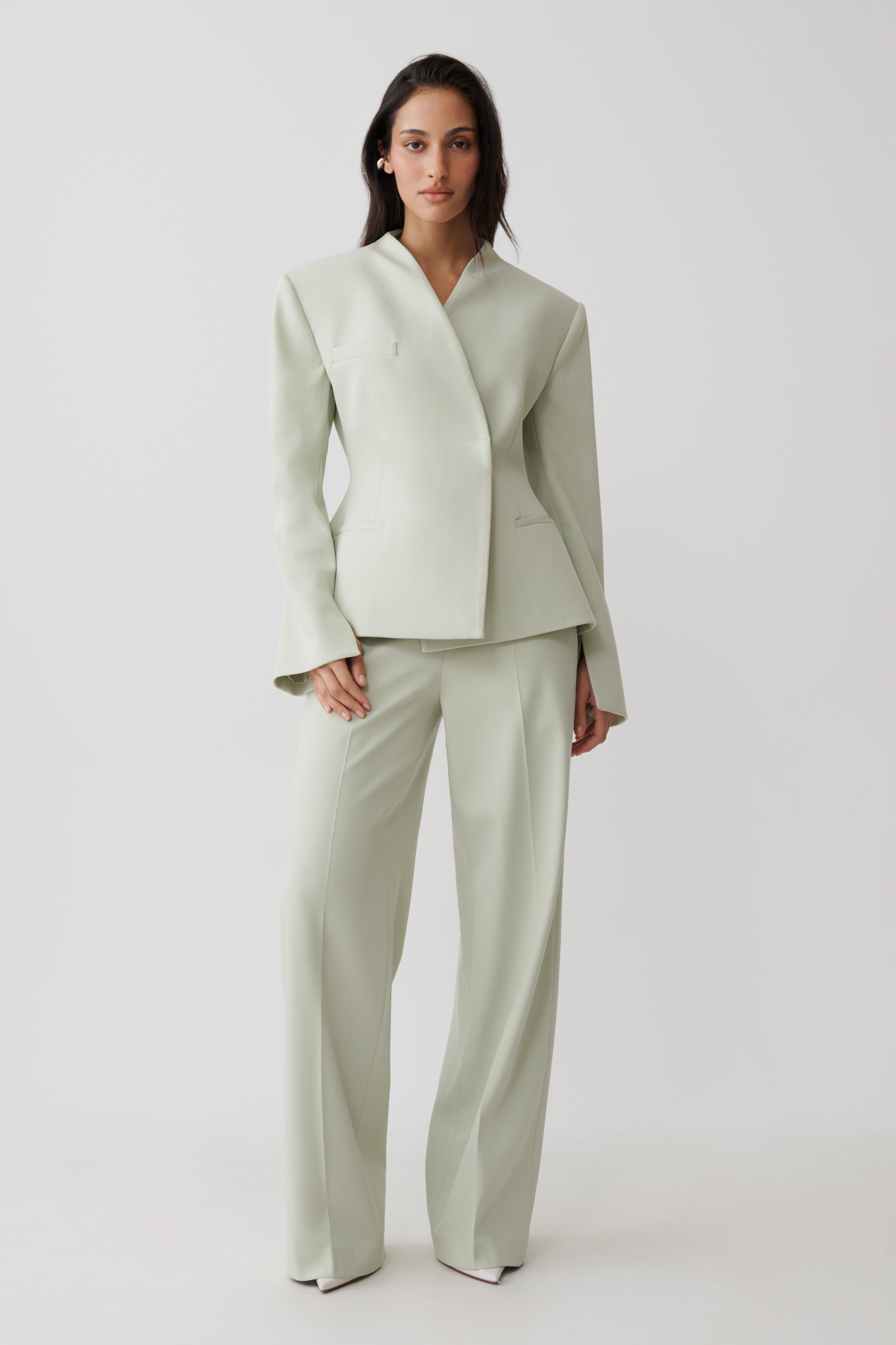 Katherine Suiting Structured Blazer - Sage