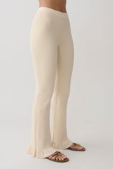 Suzie Ribbed Flared Pants - Ivory