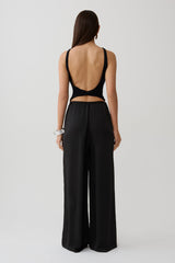 Alysa Satin Straight Pants - Black