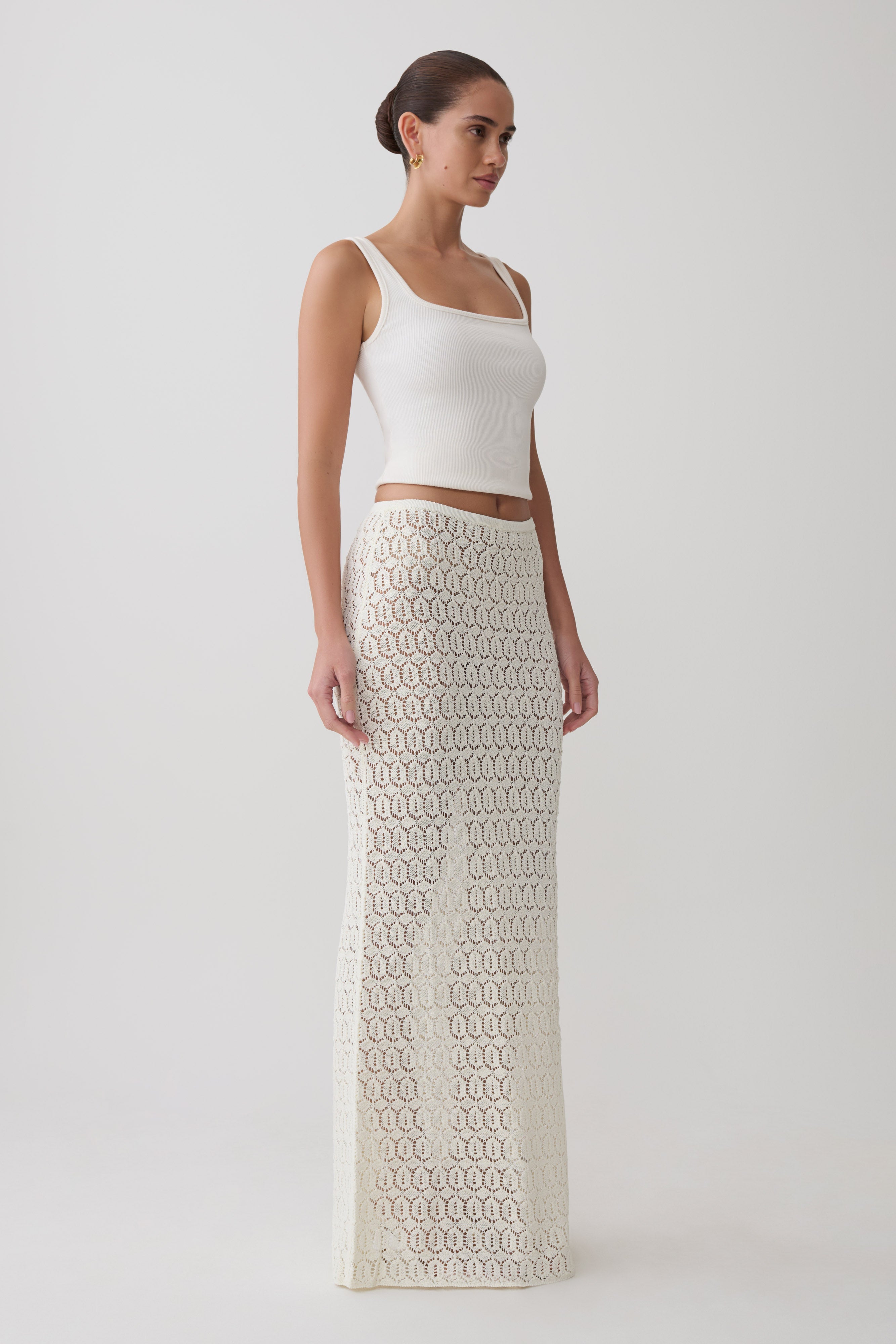 Courtney Crochet Knit Maxi Skirt - Ivory