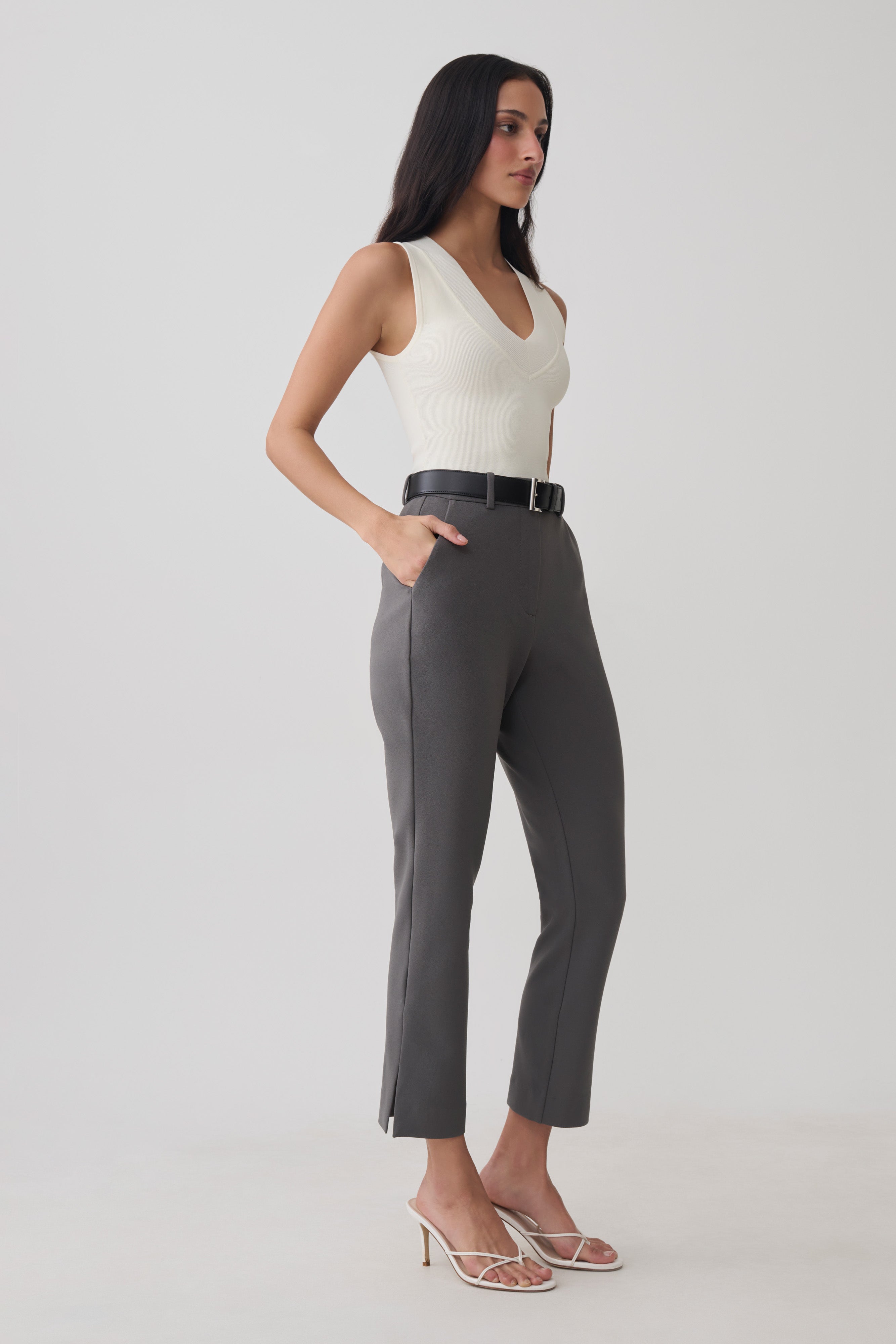 Jaimen Crepe Pants - Charcoal