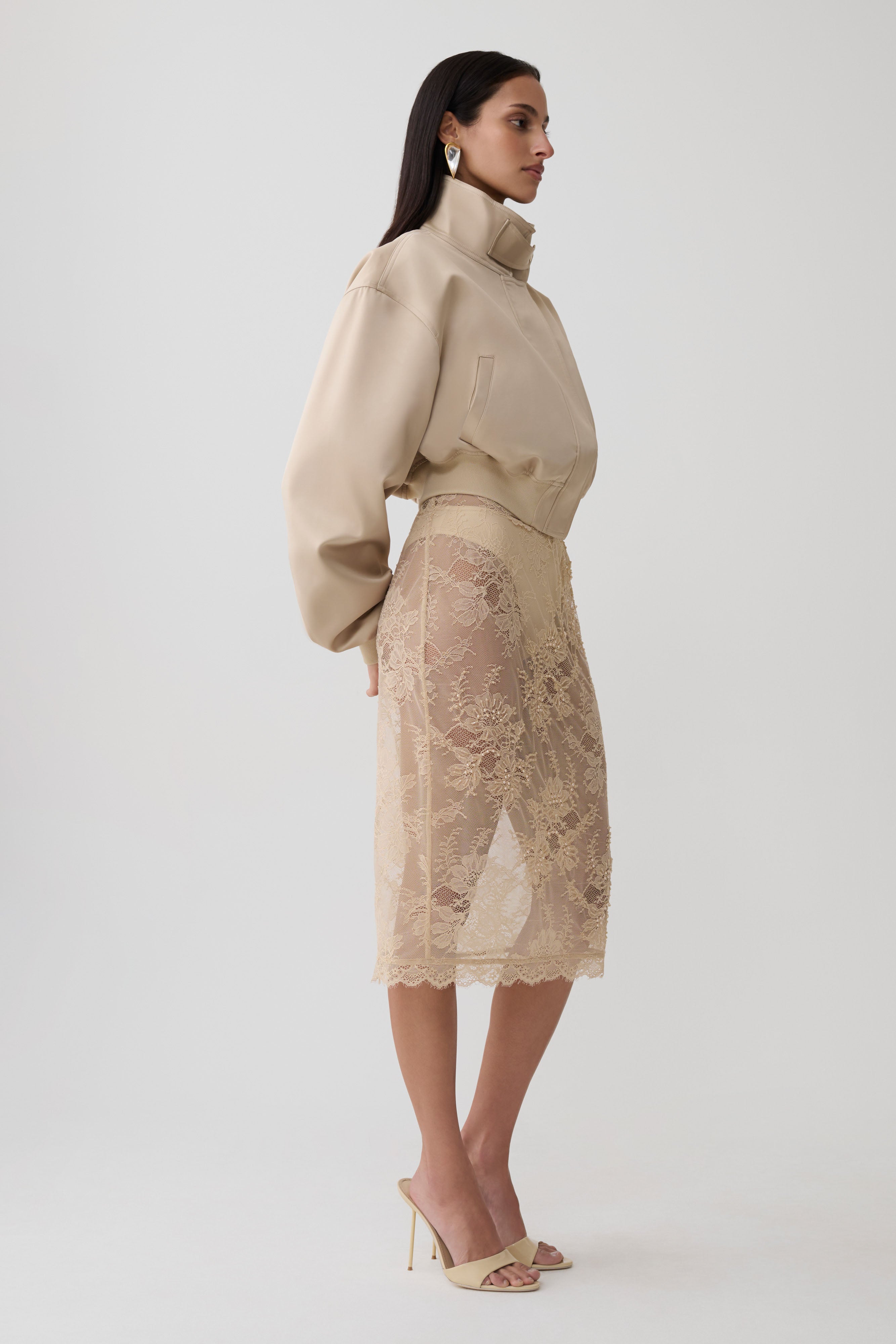 Nicolla Satin Bomber Jacket - Blush Rose Gold