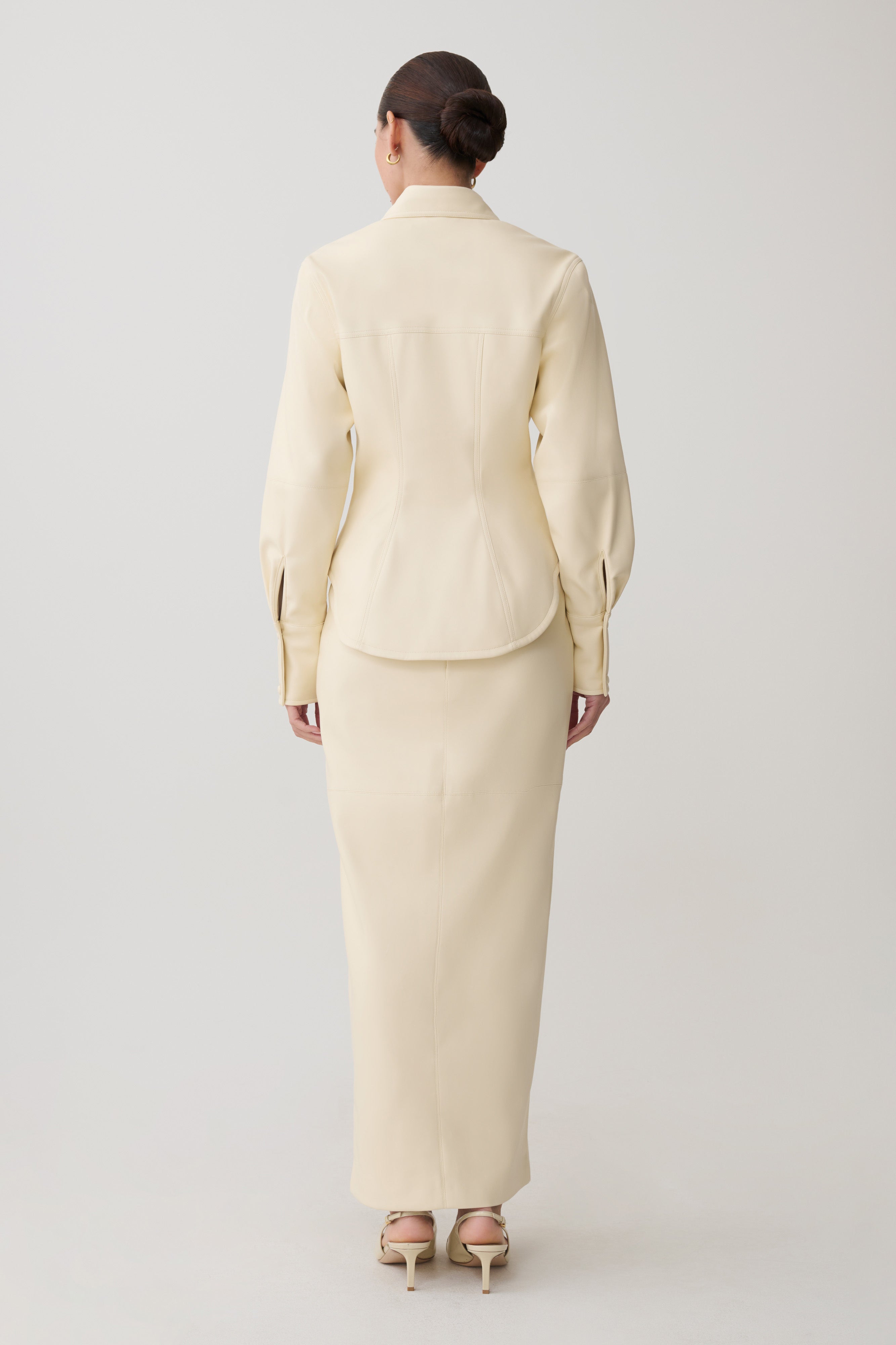 Winslet Faux Leather Shirt - Bone