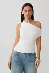 Yuna Short Sleeve Draped Hardware Top - Ivory